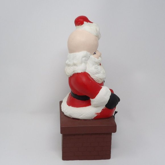 Vintage Hobbyist Ceramic Santa on Chimney 12" H x 5 1/2" W x 4 3/4" D - Picture 7 of 10